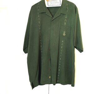 TOMMY BAHAMA Sophisticated Mens Embroidered Tropical Hawaiian Silk Camp Shirt XL
